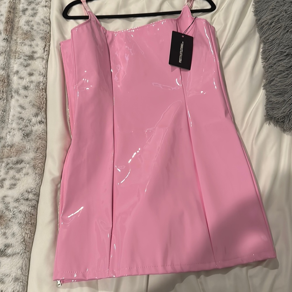 PLT Leather Pink Mini Dress